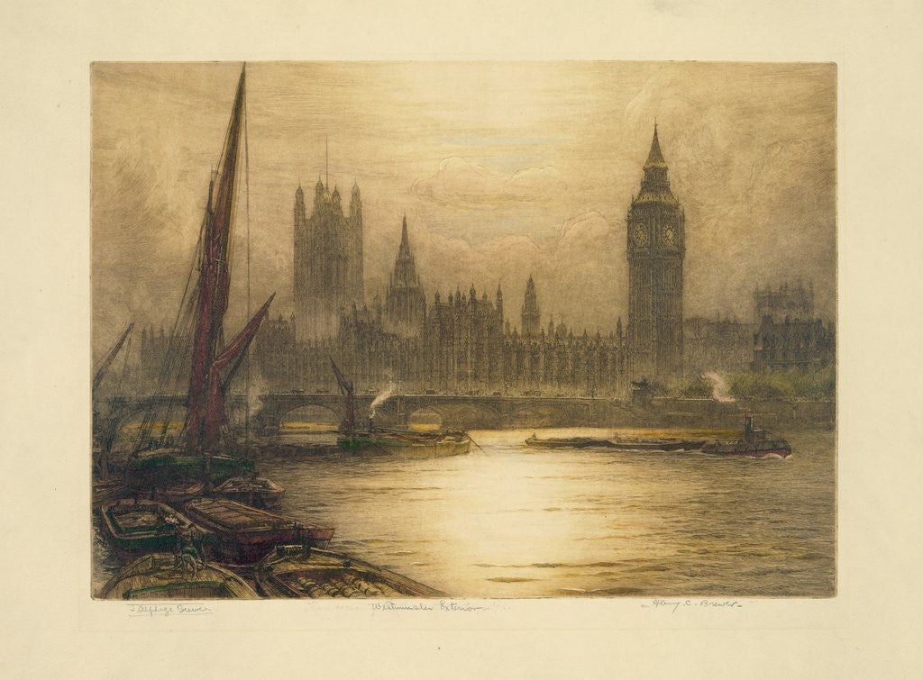 Detail of Color etching of Westminster by Corbis