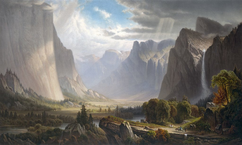 Detail of Yosemite Valley with Bridal Falls and Half-Dome in the Distance by Anonymous