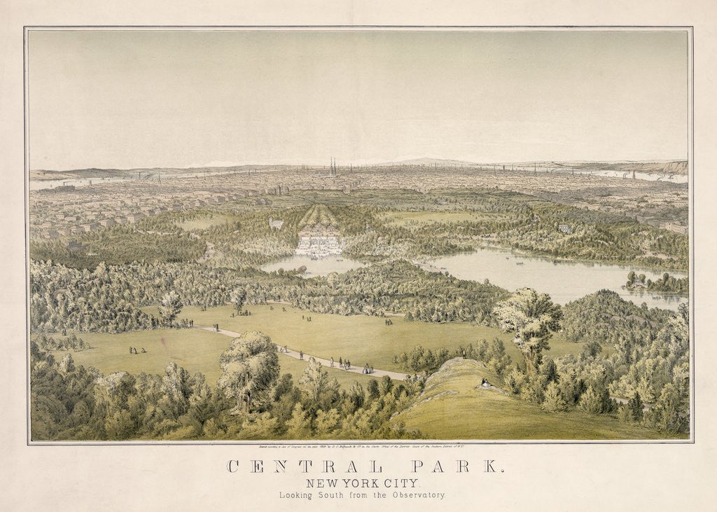 Detail of Lithograph of Central Park by Corbis