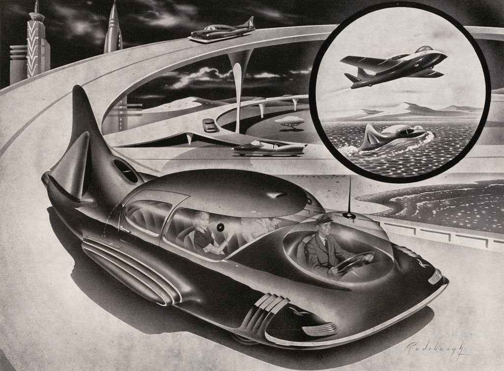 Detail of Futuristic Car that is a Car, Plane and Boat. by Anonymous
