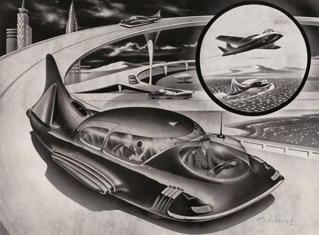 Detail of Futuristic Car that is a Car, Plane and Boat. by Corbis