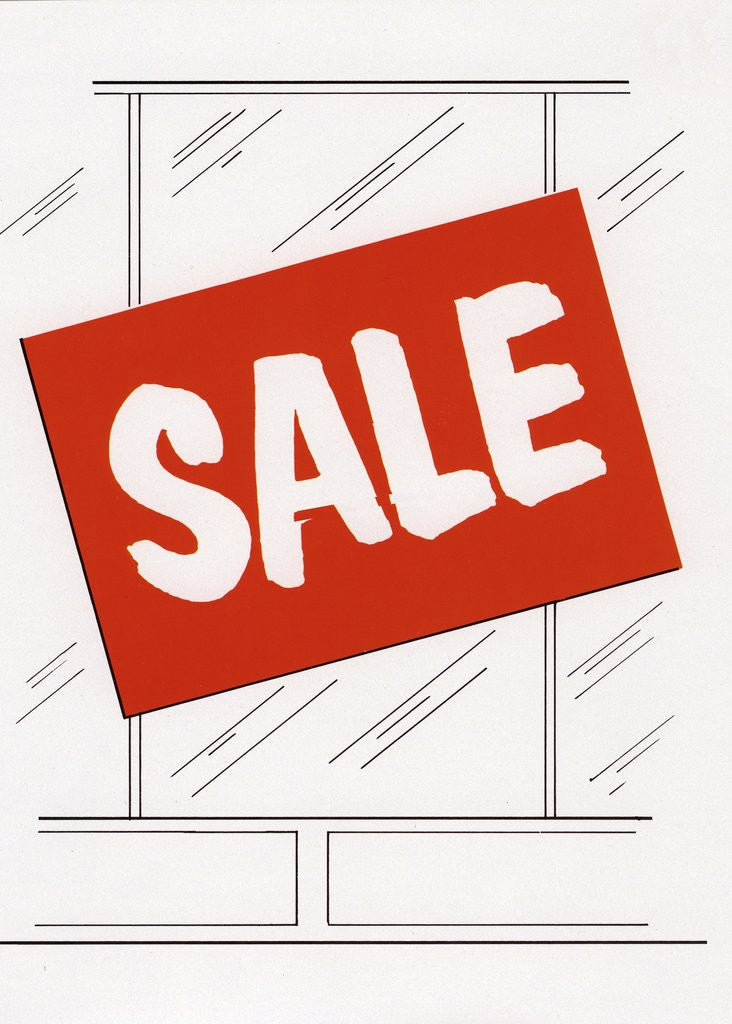 Detail of 1960s Illustration of a Sale Sign in a Store Window. by Corbis