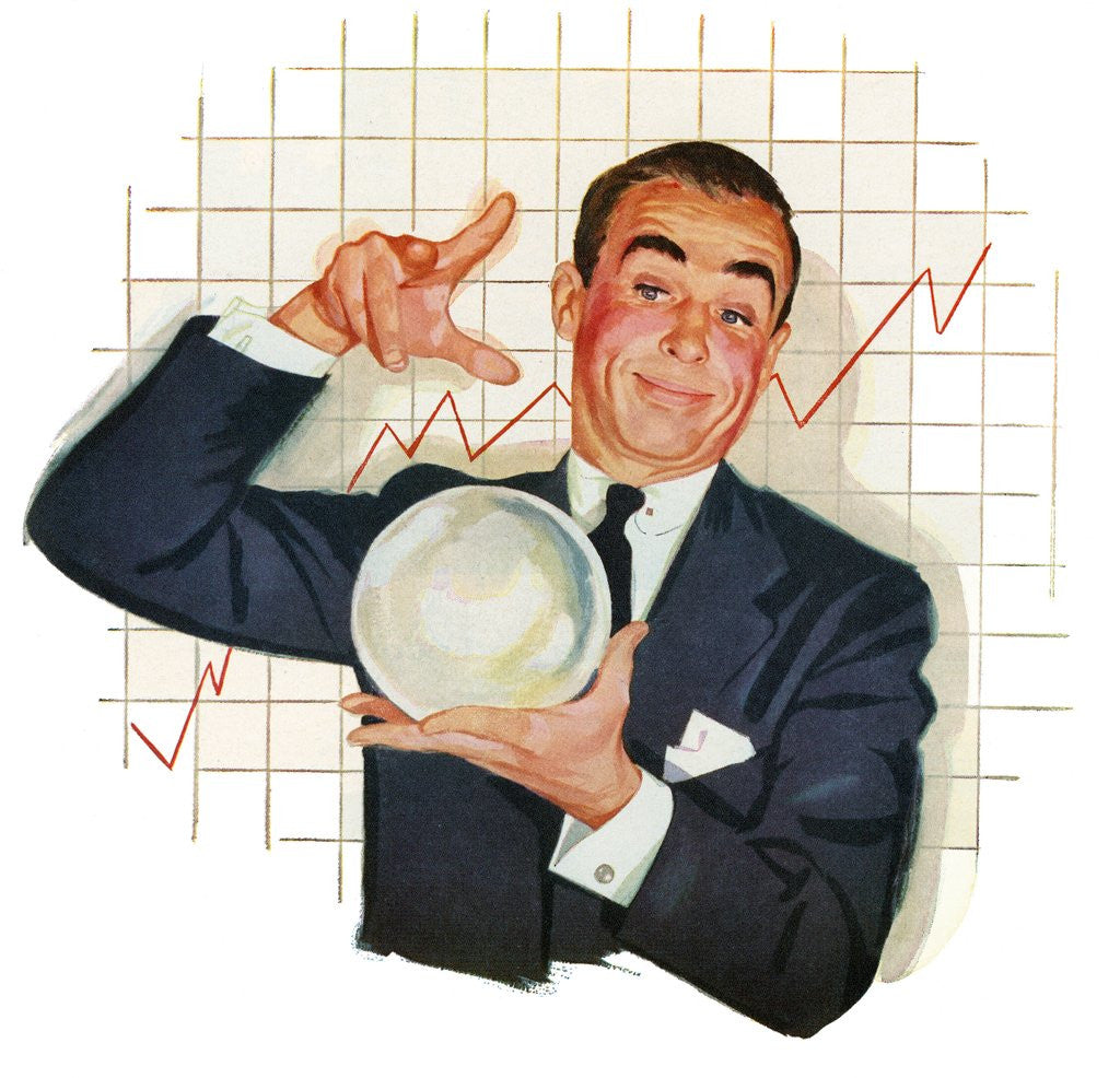 Detail of Businessman Reading the Future in a Crystal Ball. by Corbis