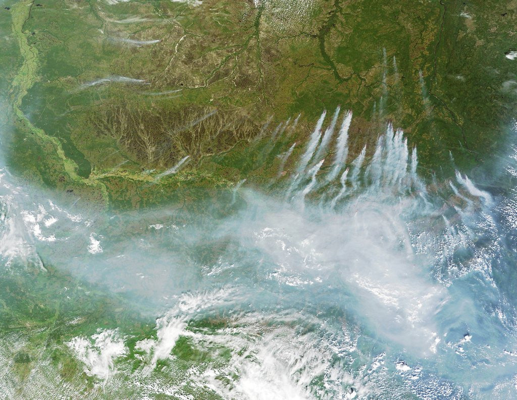 Detail of Satellite view of fires burning in Siberia by Anonymous