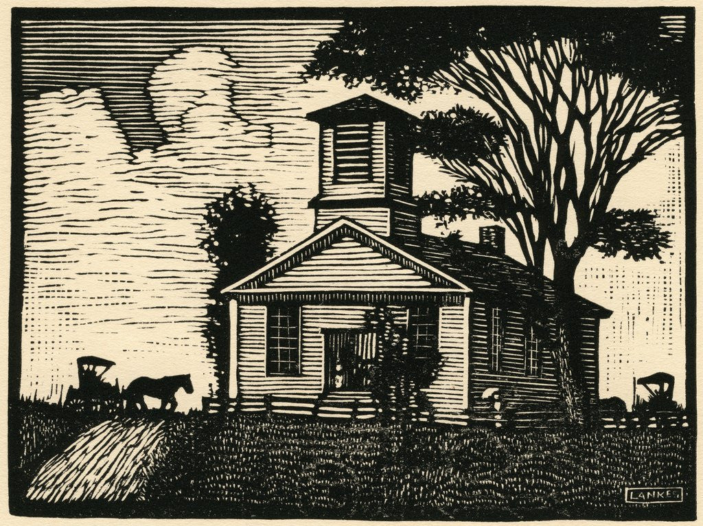 Detail of Early American Meeting House. by Anonymous