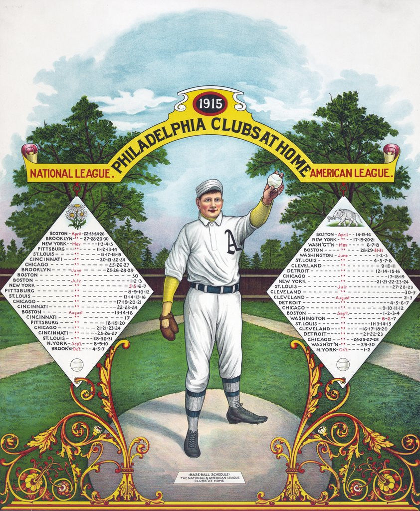Detail of 1915 Home Schedule of the Philadelphia Baseball Clubs by Anonymous