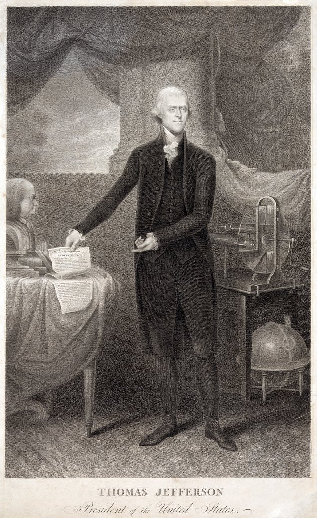 Detail of Portrait of Thomas Jefferson holding Declaration of Independence by Anonymous
