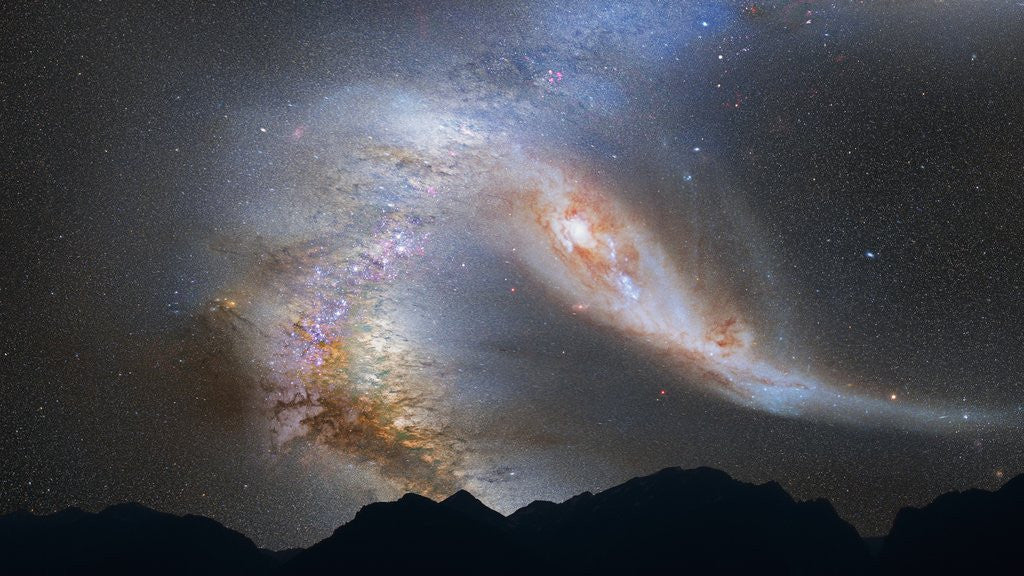 Detail of Andromeda Galaxy and the Milky Way Collision by Anonymous