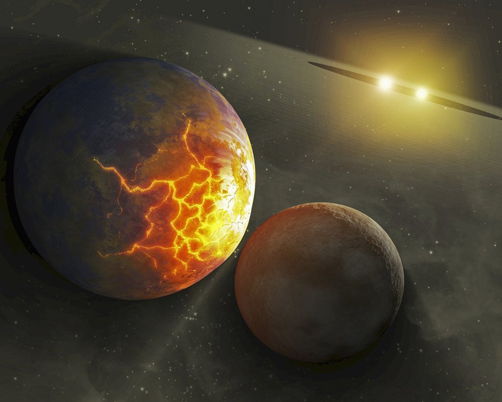 Detail of Illustration of planetary collision by Anonymous