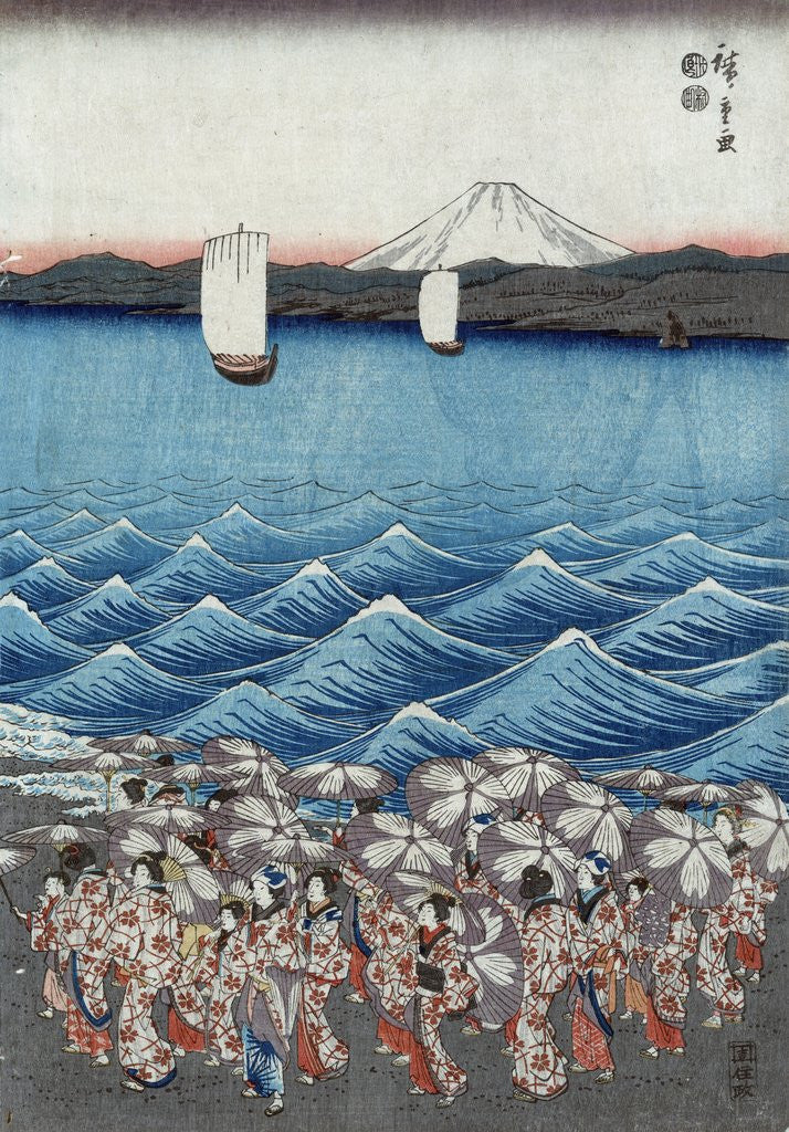 Detail of Opening celebration of Benzaiten Shrine at Enoshima in Soshu by Ando Hiroshige