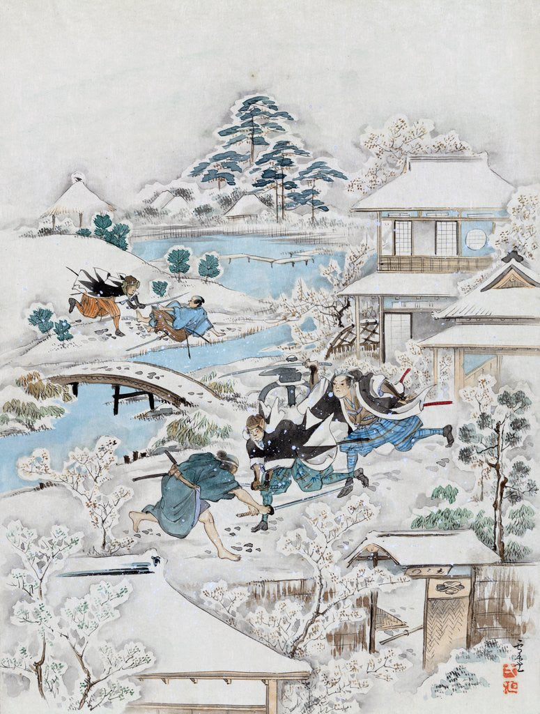 Detail of JÅ«ichidanme - act eleven of the ChÅ«shingura - searching the grounds by Anonymous