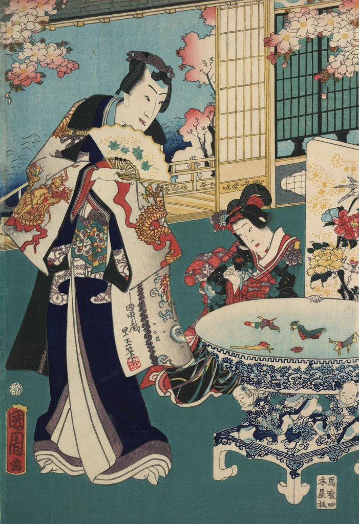 Detail of Flower performance by Toyohara Kunichika