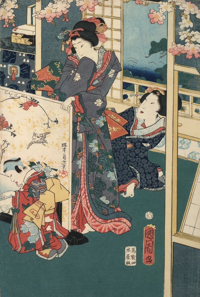 Detail of Flower performance by Toyohara Kunichika