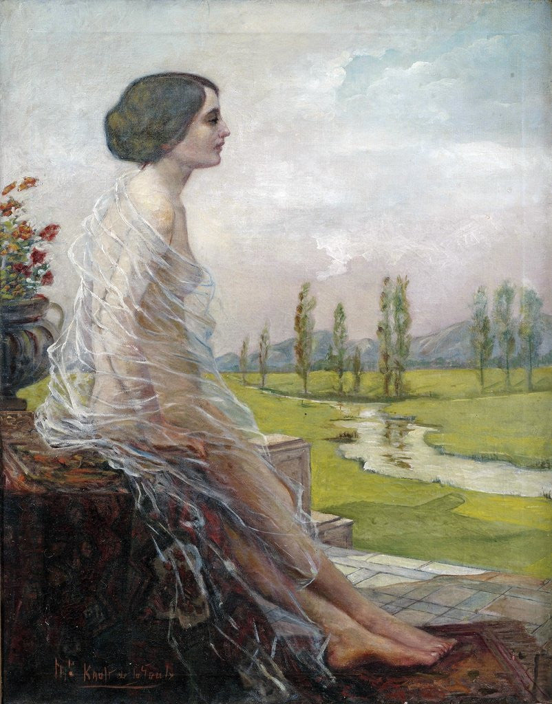Detail of Female Nude in a Landscape by M. Kraft de la Saulx