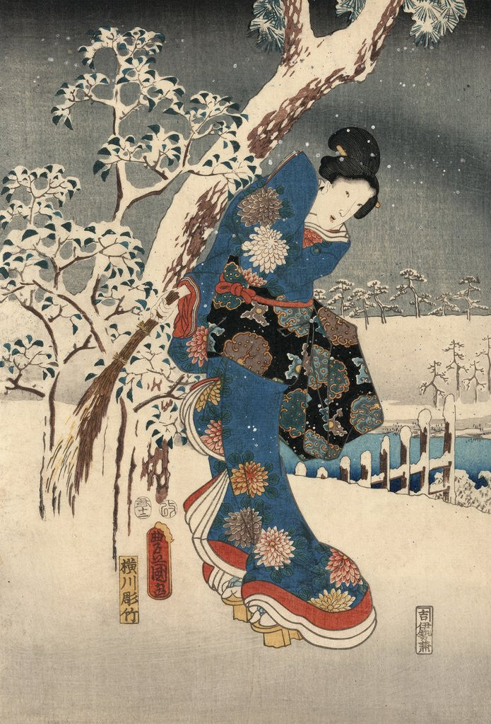 Detail of A modern version of the Tale of Genji in snow scenes by Anonymous