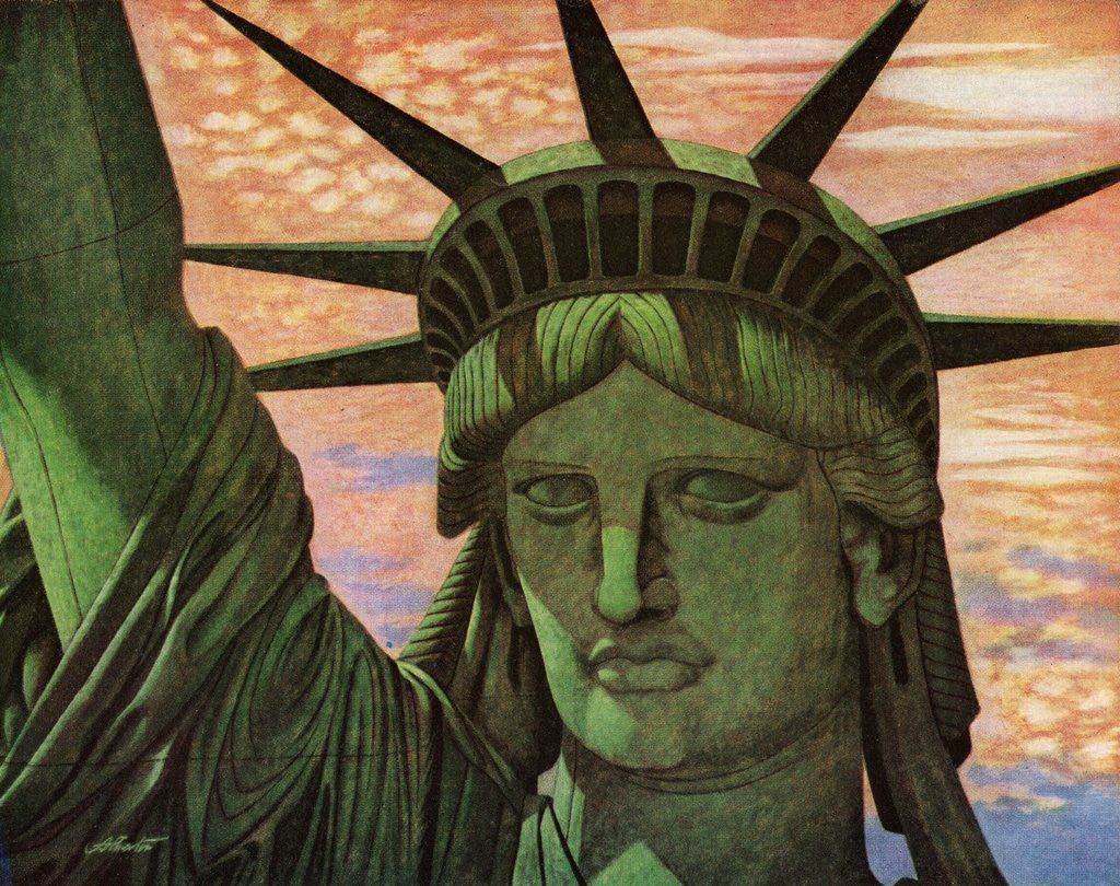 Detail of Close-Up Aerial View of the Statue of Liberty. by Anonymous