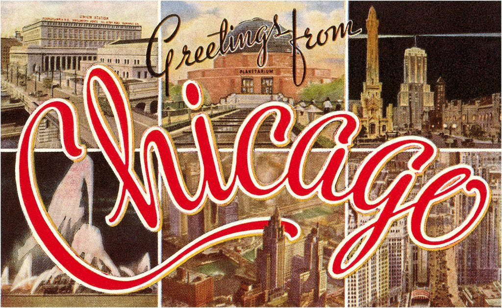 Detail of Greetings from Chicago, Illinois by Corbis