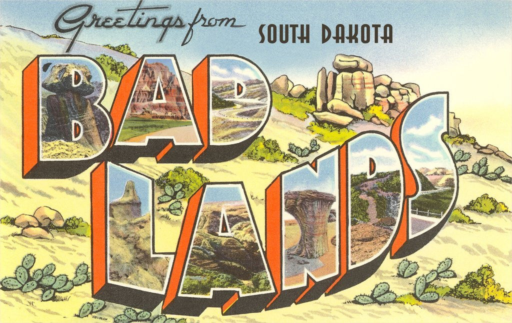 Detail of Greetings from Badlands, South Dakota by Corbis