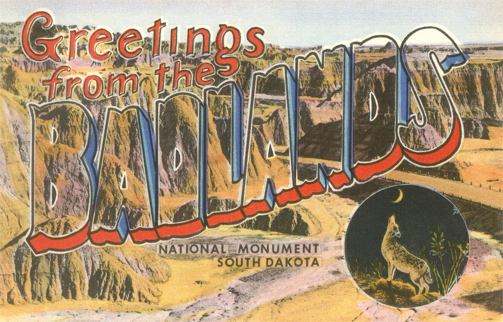 Detail of Greetings from the Badlands National Monument, South Dakota by Corbis