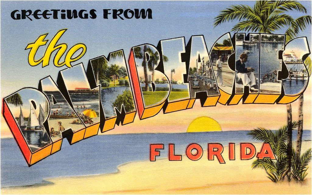 Detail of Greetings from the Palm Beaches, Florida by Corbis