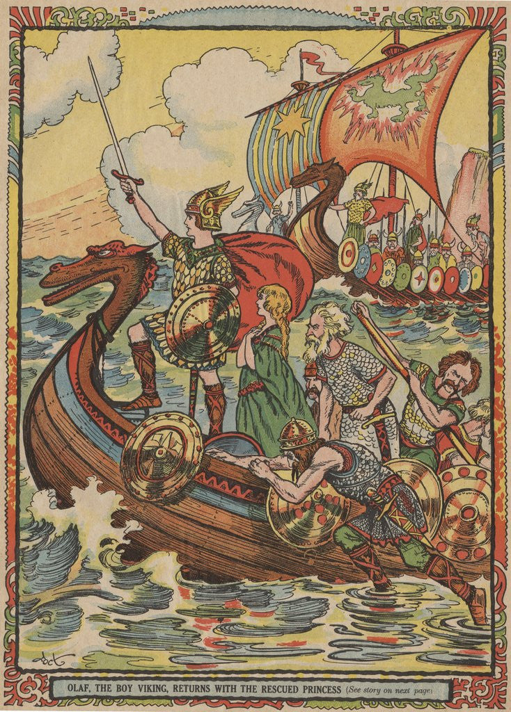 Detail of Young Viking rescuing princess by Anonymous