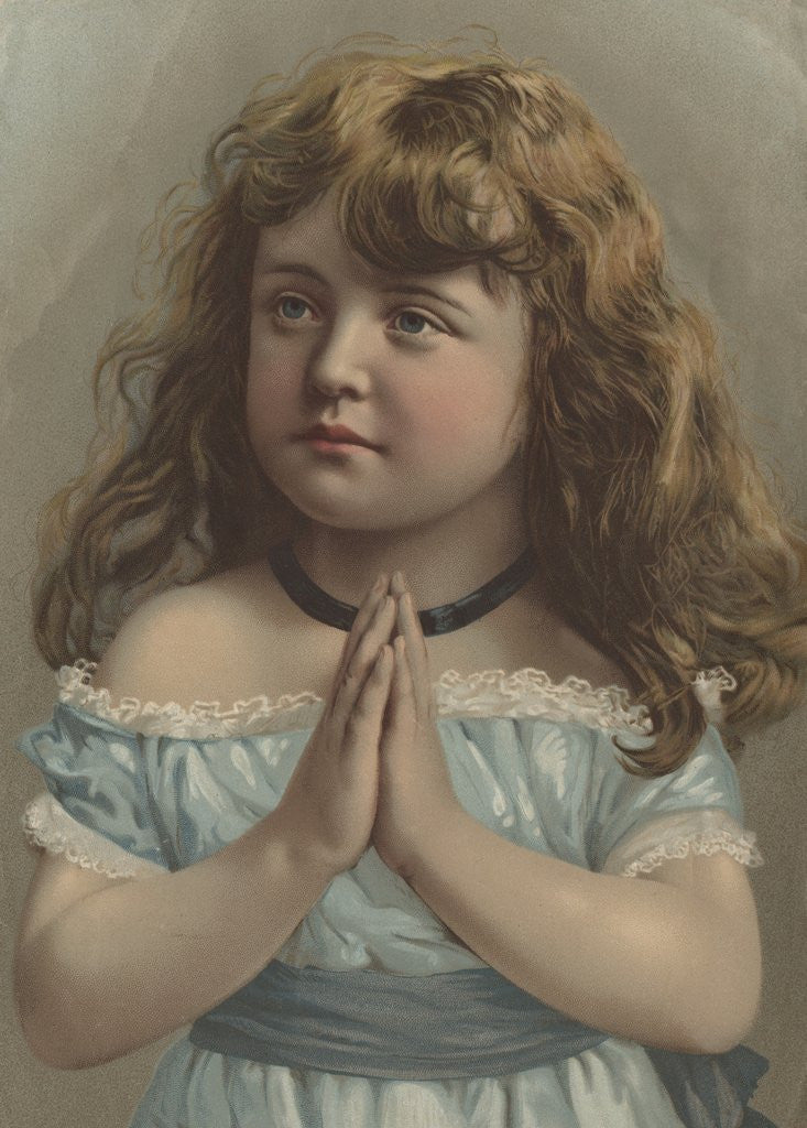 Detail of Girl with hands clasped together by Corbis