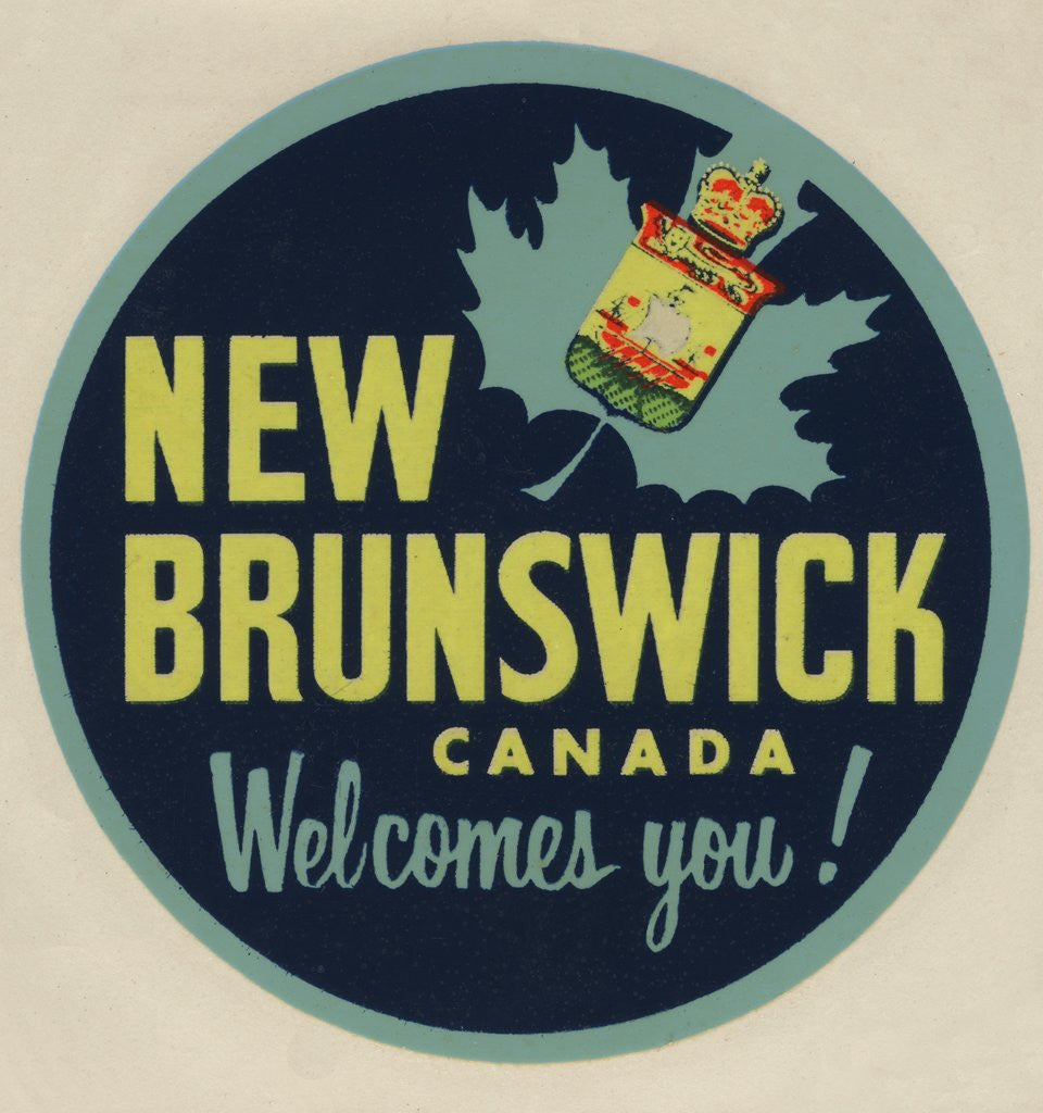 Detail of New Brunswick Canada Welcomes You! travel decal by Anonymous