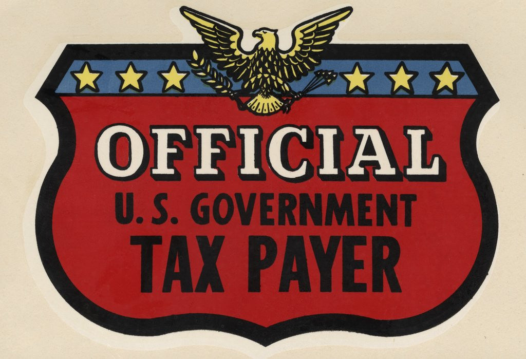 Detail of Official U.S. Government Tax Payer decal by Corbis