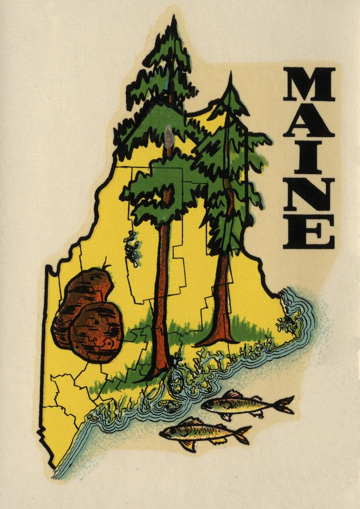 Detail of Maine travel decal by Anonymous