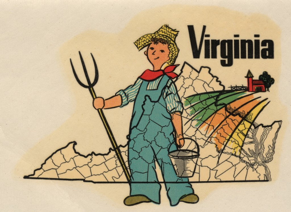 Detail of Virginia travel decal by Corbis