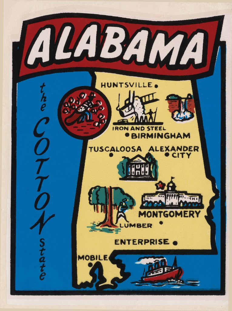 Detail of Alabama travel decal by Anonymous