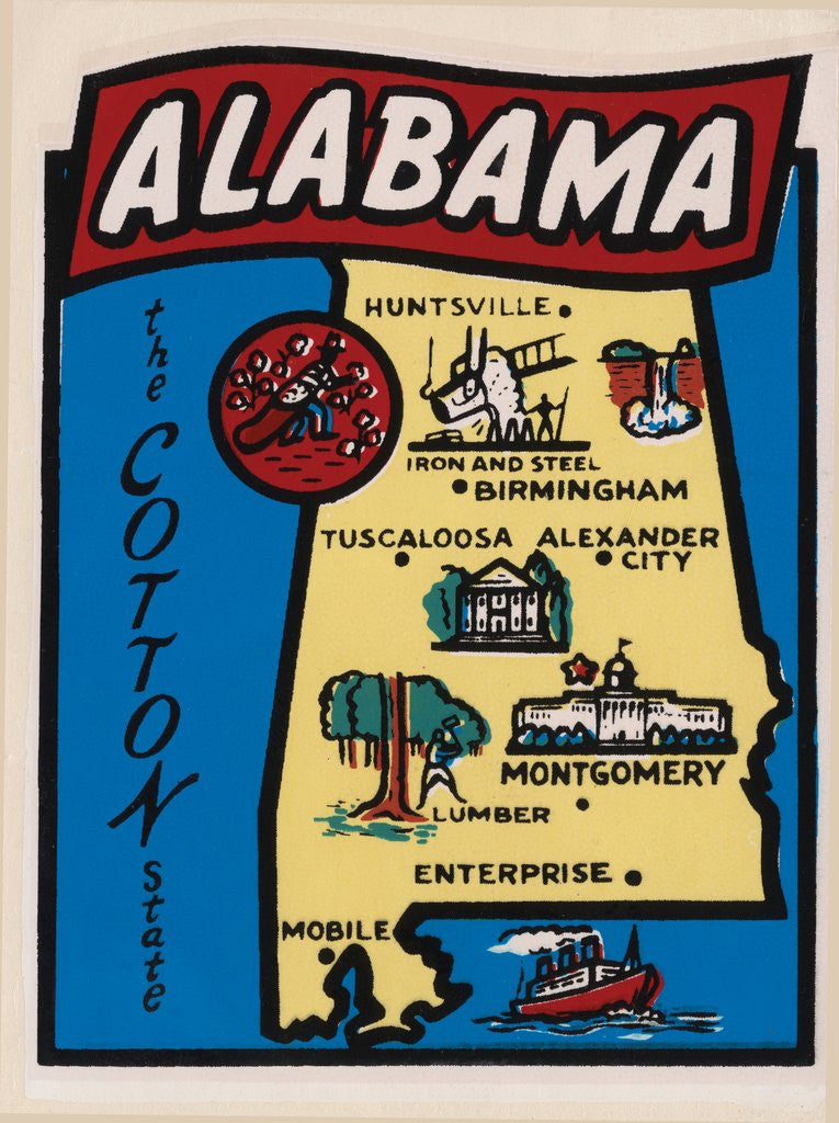 Detail of Alabama travel decal by Corbis