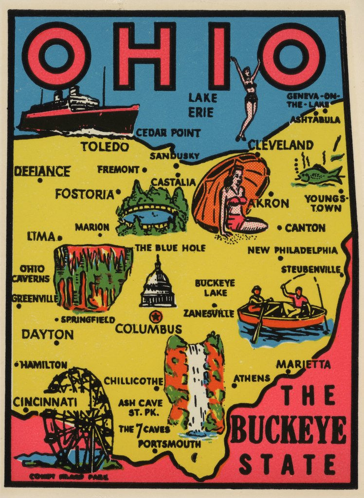 Detail of Ohio travel decal by Anonymous