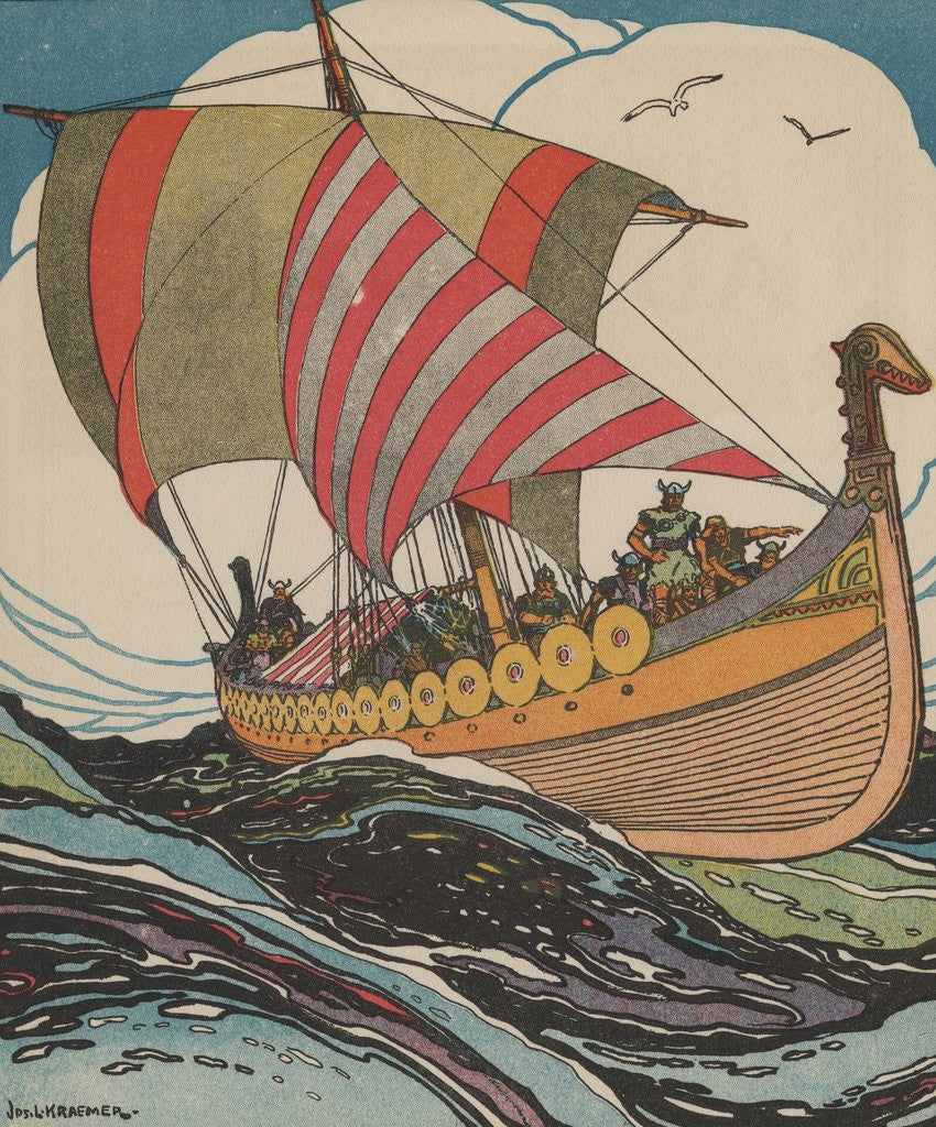 Detail of Leif Erickson at sea by Anonymous