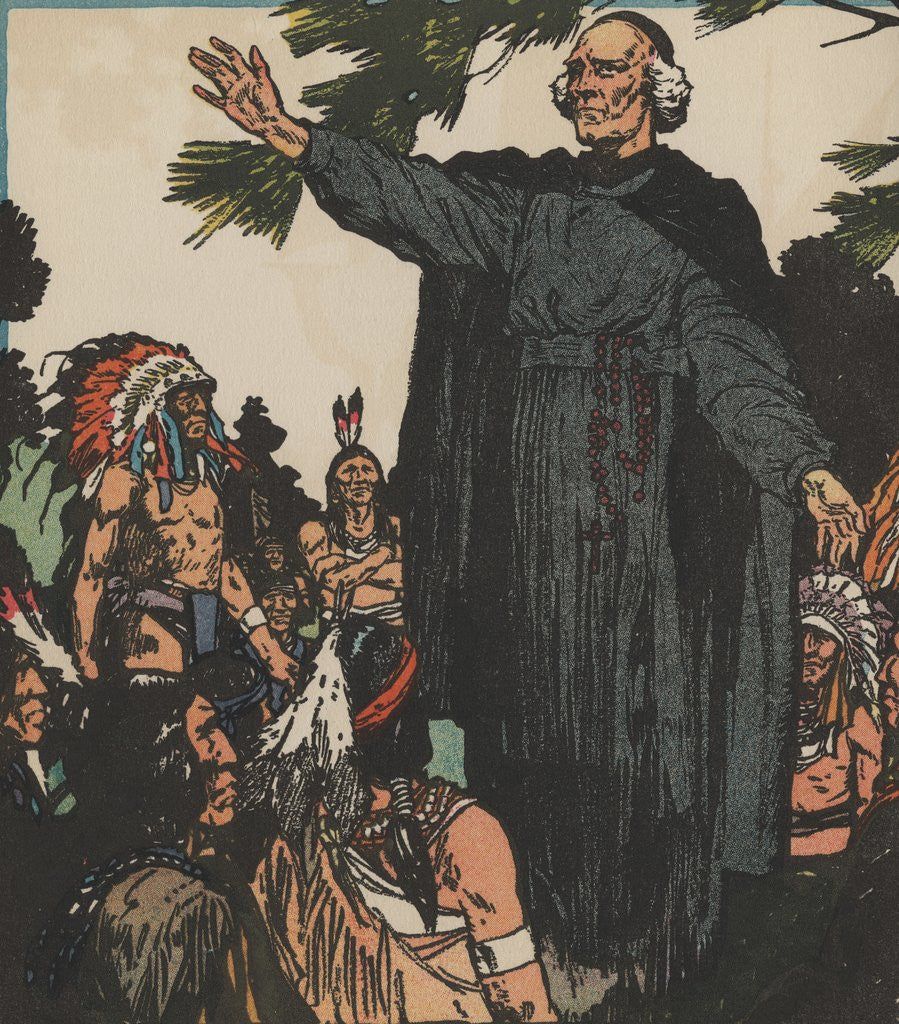 Detail of Jacques Marquette with Native Americans by Anonymous