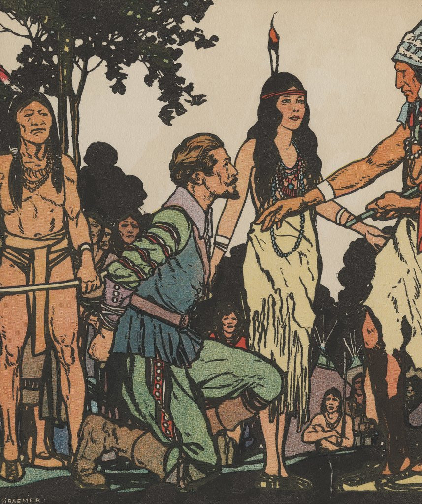 Detail of John Smith and Pocahontas by Anonymous