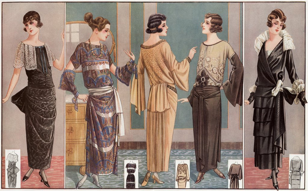 Detail of Women modeling 1920's French fashion by Anonymous