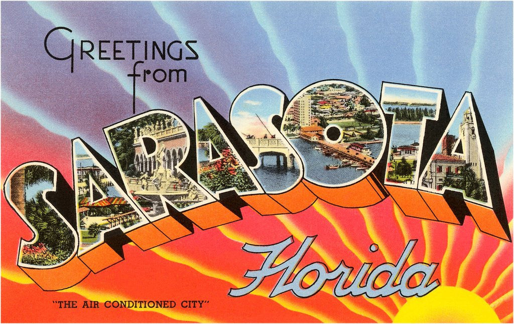 Detail of Greetings from Sarasota, Florida, the Air Conditioned City by Anonymous