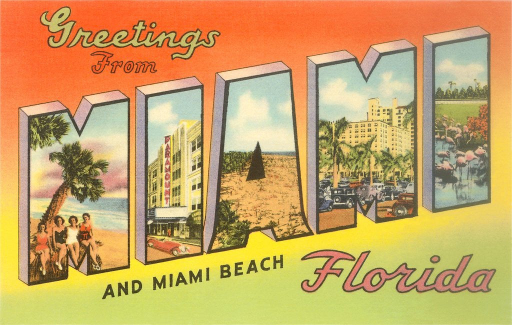 Detail of Greetings from Miami and Miami Beach, Florida by Corbis
