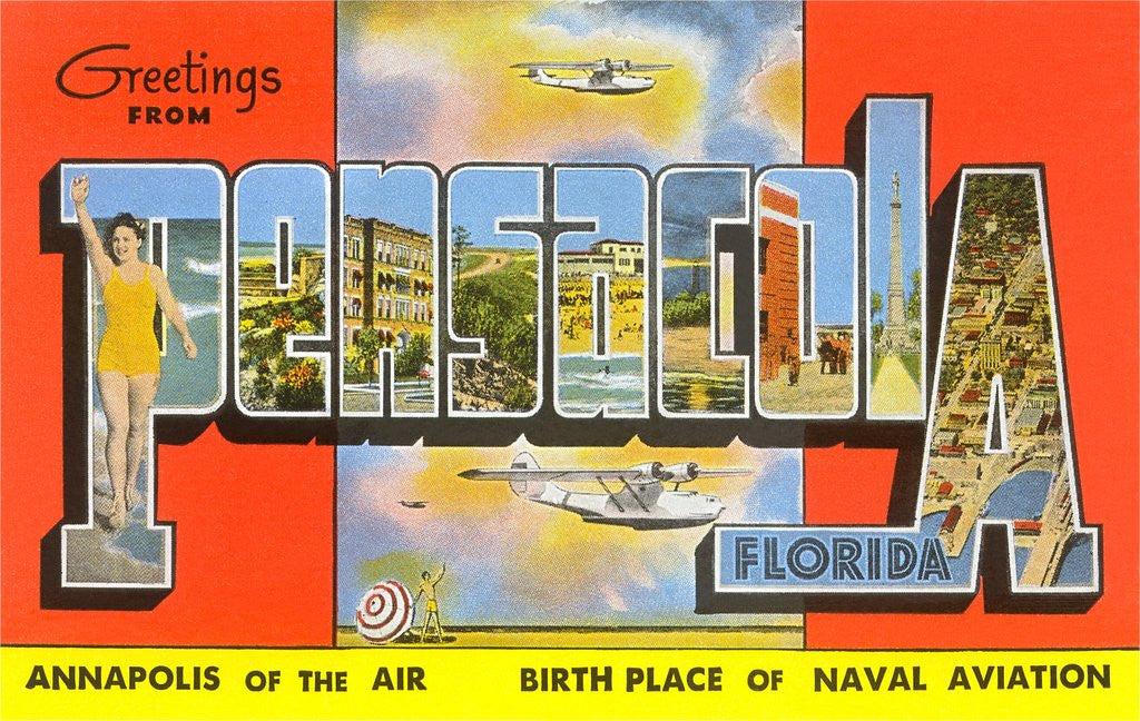 Detail of Greetings from Pensacola, Florida, Annapolis of the Air, Birth Place of Naval Aviation by Anonymous