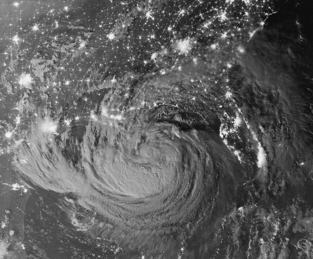 Detail of Night view of Hurricane Isaac approaching Louisiana by Anonymous