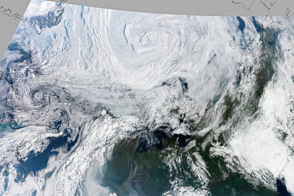 Detail of Strong Summer Cyclone Churns Over the Arctic Ocean by Corbis