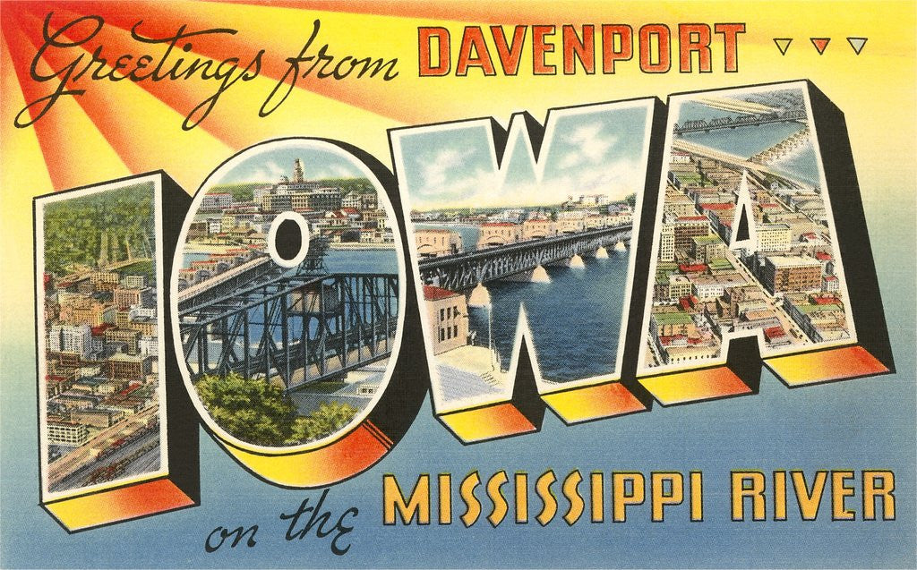 Detail of Greetings from Davenport, Iowa on the Mississippi River by Anonymous