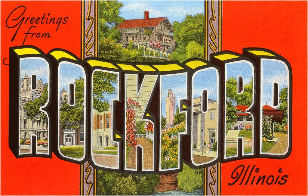 Detail of Greetings from Rockford, Illinois by Corbis