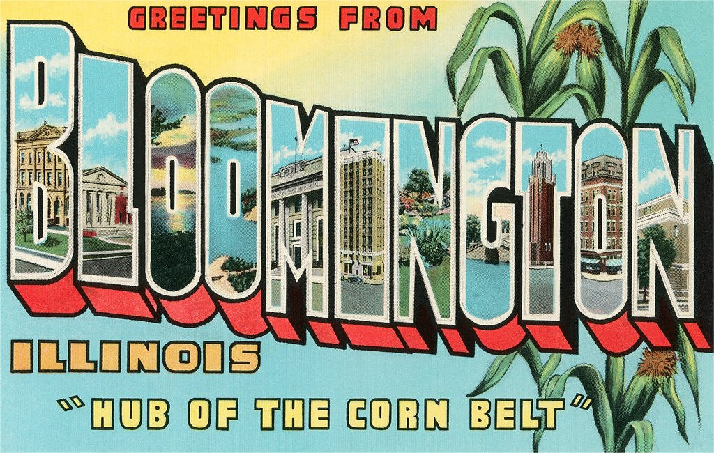 Detail of Greetings from Bloomington, Illinois, Hub of the Corn Belt by Anonymous