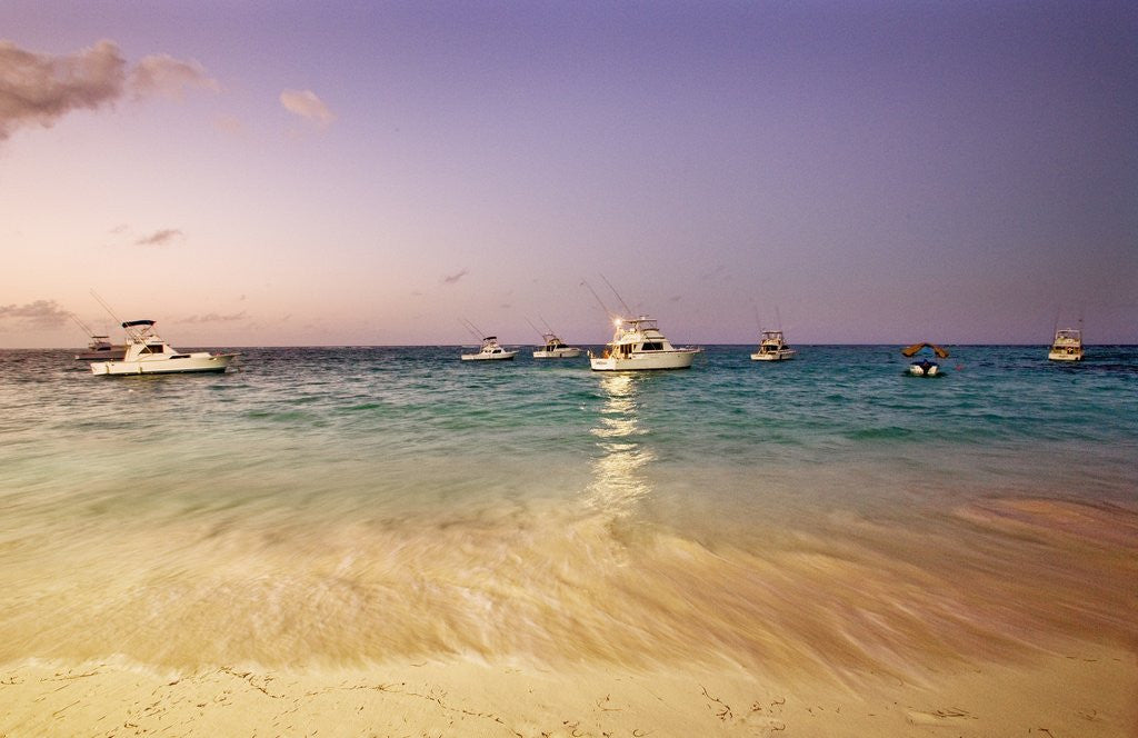 Detail of Beach and fishing boats on sea, Bavaro, Dominican Republic by Anonymous