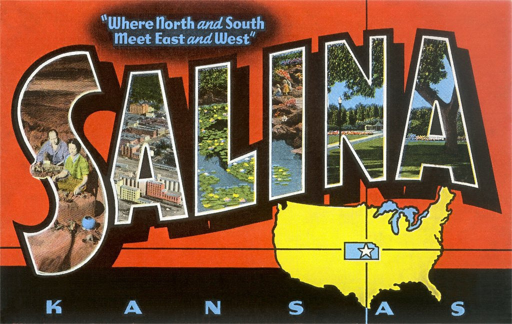 Detail of Greetings from Salina, Kansas, Where North and South Meet East and West by Anonymous