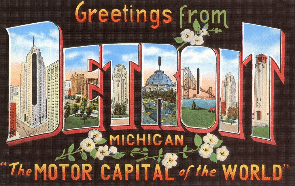 Detail of Greetings from Detroit, Michigan, the Motor Capital of the World by Anonymous