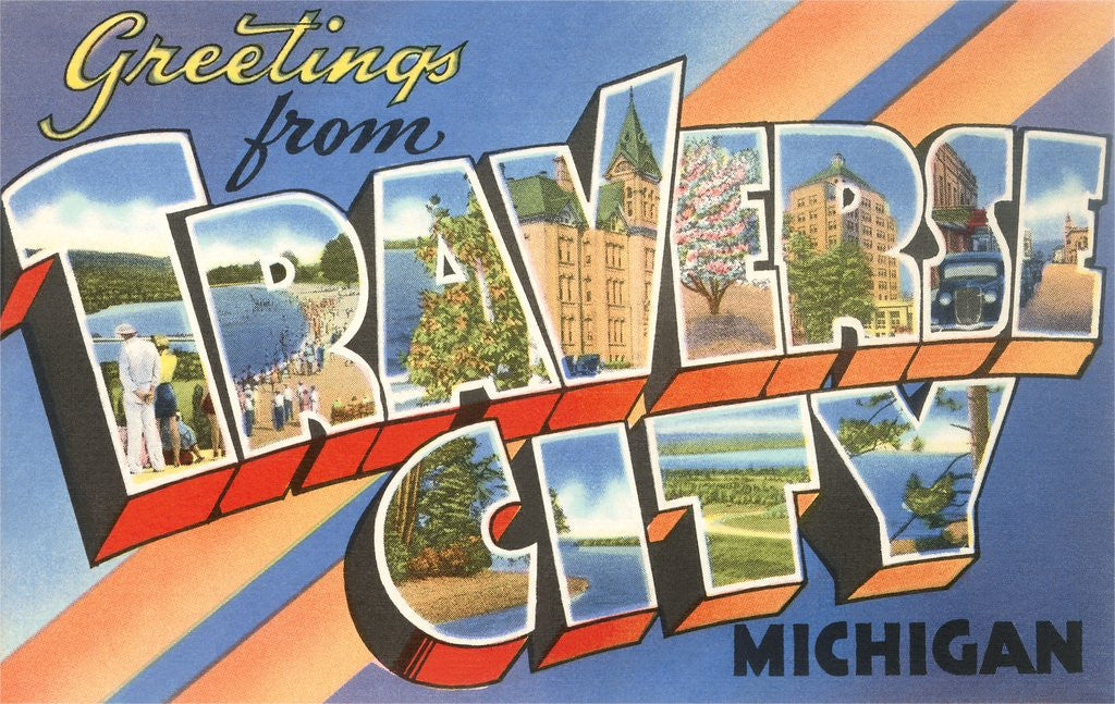 Detail of Greetings from Traverse City, Michigan by Corbis