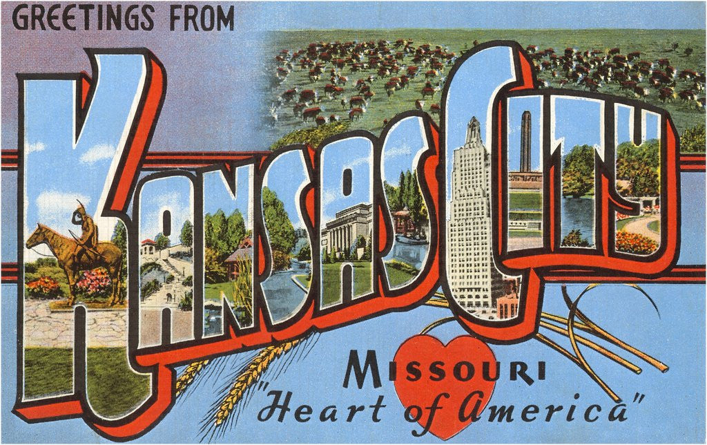 Detail of Greetings from Kansas City, Missouri, Heart of America by Anonymous